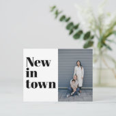 モダンタイポグラフィブラックフォトニューホームムービング 案内ポストカード (スタンド正面)