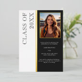 モダンタイポグラフィブラック写真グラッド発表 箔招待状 (立ち正面)