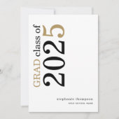 モダンタイポグラフィブラック金ゴールド2025卒業 案内状 (正面)