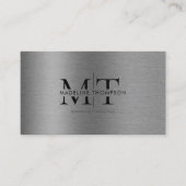 モダンタイポグラフィブラック金属鋼QRコード 名刺 (正面)