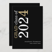 モダンタイポグラフィブラック2025卒業 案内状 (正面/裏面)