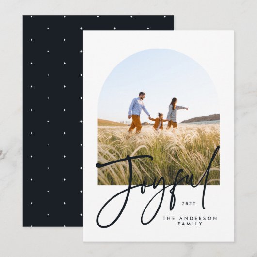 モダンタイポグラフィブラック&ホワイト1写真クリスマス (正面/裏面)