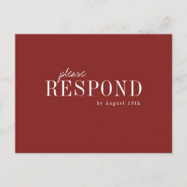 モダンタイポグラフィブルゴーニュ秋の結婚式RSVP インビテーションポストカード