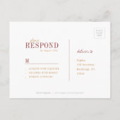モダンタイポグラフィブルゴーニュ秋の結婚式RSVP インビテーションポストカード (裏面)