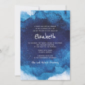 モダンタイポグラフィブルーウォーター色バルミツワー 招待状 (正面)