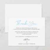 モダンタイポグラフィブルースクリプト少年の赤ちゃんシャワー サンキューカード (正面/裏面)