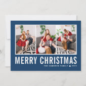 モダンタイポグラフィブルーフォトコラージクリスマス シーズンカード (正面)