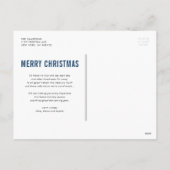 モダンタイポグラフィブルーフォトコラージクリスマス シーズンポストカード (裏面)