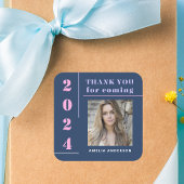 モダンタイポグラフィブルーフォト卒業ありがとう スクエアシール