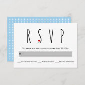 モダンタイポグラフィブルー灰色の結婚式RSVPカード 出欠カード (正面/裏面)