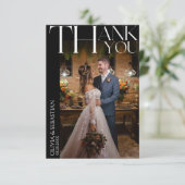 モダンタイポグラフィホワイトオーバーレイ結婚文字の写真 サンキューカード (スタンド正面)