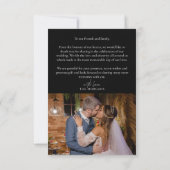 モダンタイポグラフィホワイトオーバーレイ結婚文字の写真 サンキューカード (裏面)