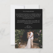 モダンタイポグラフィホワイトオーバーレイ結婚文字の写真 サンキューカード (裏面)