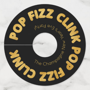 モダンタイポグラフィポップ・アートのフィズンクリンク新年のイブWi ワイングラスタグ