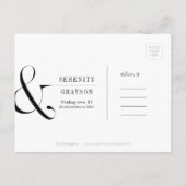 モダンタイポグラフィミニマルが日付を保存 案内ポストカード (裏面)