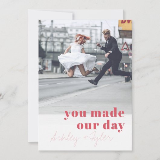 モダンタイポグラフィミニマルの写真ありがとう 招待状 (正面)