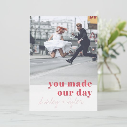 モダンタイポグラフィミニマルの写真ありがとう 招待状 (スタンド正面)