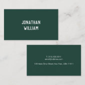 モダンタイポグラフィミニマルエメラルドグリーン紙 名刺 (正面/裏面)