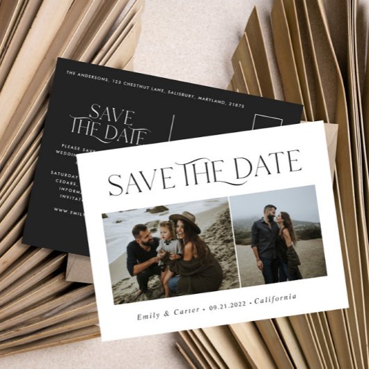 モダンタイポグラフィミニマル写真白黒 案内ポストカード