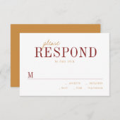モダンタイポグラフィミニマル秋の結婚式RSVP 出欠カード (正面/裏面)