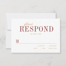 モダンタイポグラフィミニマル秋の結婚式RSVP