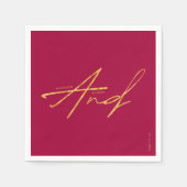 モダンタイポグラフィミニマル金ゴールド結婚ズ スタンダードカクテルナプキン (正面)