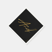 モダンタイポグラフィミニマル黒金ゴールド結婚ズ スタンダードカクテルナプキン (角)