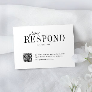 モダンタイポグラフィミニマ結婚リストのQRコードRSVP 出欠カード