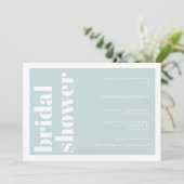 モダンタイポグラフィミントターコイズブライダルシャワー 招待状 (スタンド正面)