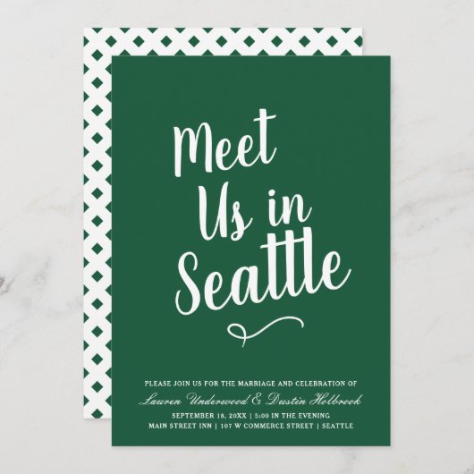 モダンタイポグラフィミート |結婚式の日付の保存 招待状 (正面/裏面)