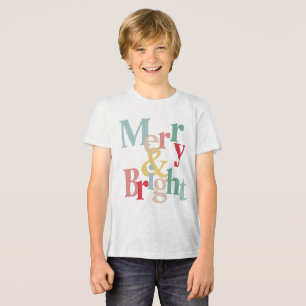 モダンタイポグラフィメリーと明るい トライブレンドTシャツ