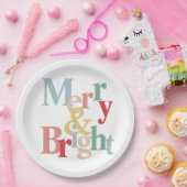 モダンタイポグラフィメリーと明るい ペーパープレート (パーティー)