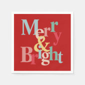 モダンタイポグラフィメリーと鮮やかな赤 スタンダードカクテルナプキン (正面)