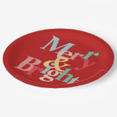モダンタイポグラフィメリーと鮮やかな赤 ペーパープレート (アングル)
