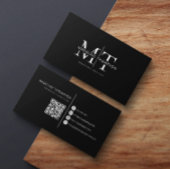 モダンタイポグラフィモノグラムブラックQRコード 名刺
