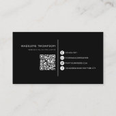 モダンタイポグラフィモノグラムブラックQRコード 名刺 (裏面)