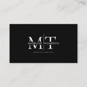 モダンタイポグラフィモノグラムブラックQRコード 名刺 (正面)