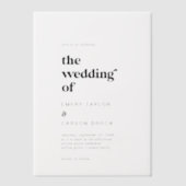 モダンタイポグラフィユニークヴィンテージ結婚レトロ ベラム紙招待状 (正面)