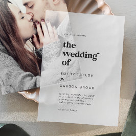 モダンタイポグラフィユニークヴィンテージ結婚レトロ ベラム紙招待状