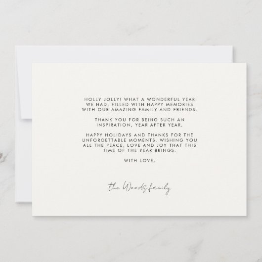 モダンタイポグラフィラフ年犬の写真 シーズンカード (裏面)