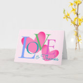 モダンタイポグラフィラブ感謝していド文字デザイン カード (黄色い花)