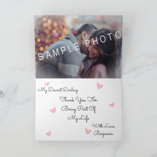 モダンタイポグラフィラブ感謝していド文字デザイン カード (内部)