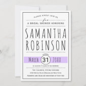 モダンタイポグラフィラベ結婚ンダーブライダルシャワー 招待状 (正面)