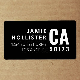 モダンタイポグラフィルックブラック/ホワイト差出人住所 ラベル