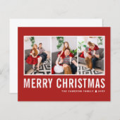 モダンタイポグラフィレッド写真コラージュのクリスマス (正面/裏面)