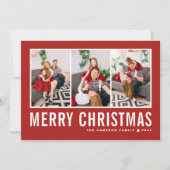 モダンタイポグラフィレッド写真コラージュのクリスマス シーズンカード (正面)