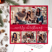 モダンタイポグラフィレッド5フォトコラージクリスマス シーズンカード