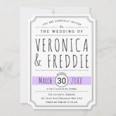 モダンタイポグラフィレベ結婚ンパープル 招待状 (正面)