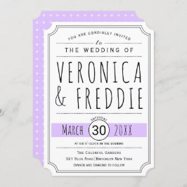 モダンタイポグラフィレベ結婚ンパープル 招待状