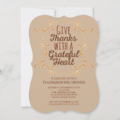 モダンタイポグラフィ与え感謝してい感謝祭ディナー 招待状 (正面)